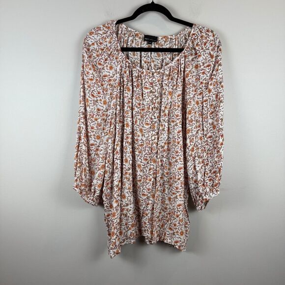 Jones New York Top Womens 2X Multi Floral Popover Long Sleeve Tunic Cottage Boho - Picture 1 of 10